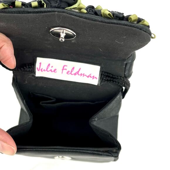 Julie Feldman Black Satin Roses Small evening purse - Picture 7 of 8